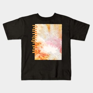 Abstract Watercolor Illustration With Geometric Hatch Marks - Warm Colors Kids T-Shirt